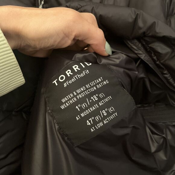 TORRID Packable Puffer Winter Jacket, Deep Black- Size 3 - Picture 6 of 9